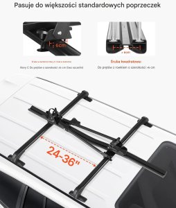 Korbi Bagażnik rowerowy dachowy, aluminiowy uchwyt 1 rower 15kg z zamkiem do auta 3