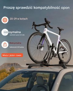 Korbi Bagażnik rowerowy dachowy, aluminiowy uchwyt 1 rower 15kg z zamkiem do auta 4