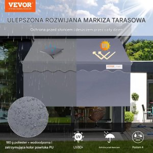 vidaXL Markiza tarasowa szerokość 2 m ręczna, regulowany daszek z zasłoną na balkon 5