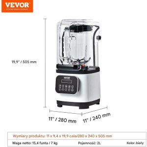 Blender gastronomiczny szary kielichowy 2l 9 biegów stalowy smoothie lód 2