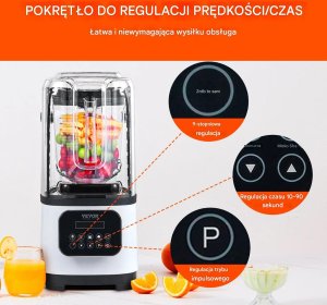 Blender gastronomiczny szary kielichowy 2l 9 biegów stalowy smoothie lód 3