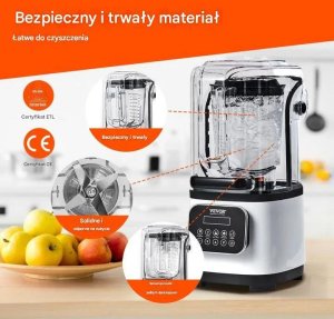 Blender gastronomiczny szary kielichowy 2l 9 biegów stalowy smoothie lód 5