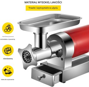 Maszynka do mięsa elektryczna 800W 300kg/h stal nierdzewna kiełbasy 5