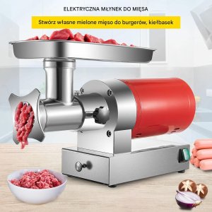 Maszynka do mięsa elektryczna 800W 300kg/h stal nierdzewna kiełbasy 6