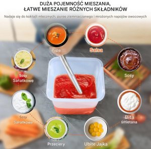 Blender ręczny 750W stal nierdzewna regulowany do zup smoothie puree 7