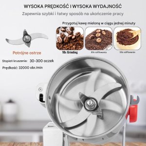 Aigostar Młynek zbożowy elektryczny 3400W stal nierdzewna szybki pasza mąka stojący 4