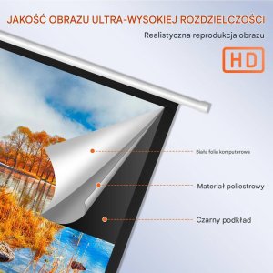 Ekran projekcyjny elektryczny 100 cali 16:9 4K pilot kino domowe 4