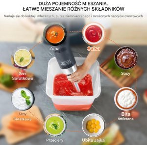 Blender ręczny 750W stal nierdzewna regulowany zupa smoothie puree 304mm 7