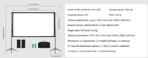 Ekran projekcyjny 100 cali z statywem 16:9 4K kino domowe plener 2