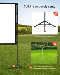 Ekran projekcyjny 100 cali z statywem 16:9 4K kino domowe plener 5