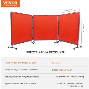 Stabilus Parawan spawalniczy 3-panelowy 180x180 ognioodporny na kółkach warsztat 2
