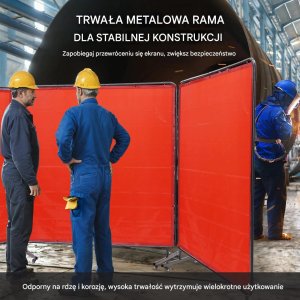 Stabilus Parawan spawalniczy 3-panelowy 180x180 ognioodporny na kółkach warsztat 5