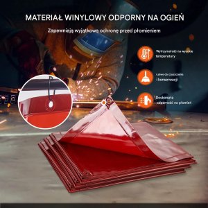 Stabilus Parawan spawalniczy 3-panelowy 180x180 ognioodporny na kółkach warsztat 6