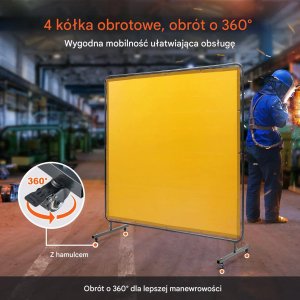 Stabilus Parawan spawalniczy 180x180 ognioodporny na kółkach warsztat przemysł 4