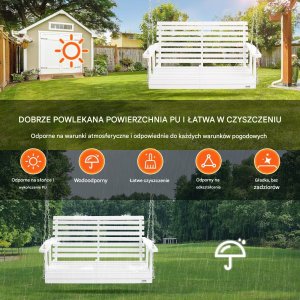 Vevor Drewniana huśtawka ogrodowa wisząca na taras werandę 124 cm 2
