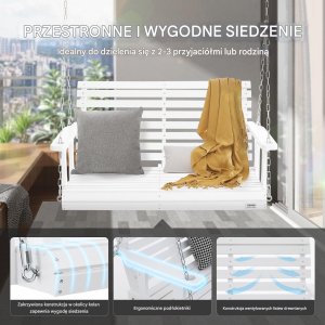 Vevor Drewniana huśtawka ogrodowa wisząca na taras werandę 124 cm 3