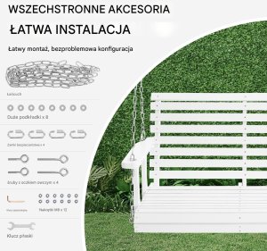 Vevor Drewniana huśtawka ogrodowa wisząca na taras werandę 124 cm 4