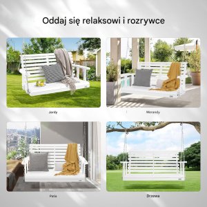 Vevor Drewniana huśtawka ogrodowa wisząca na taras werandę 124 cm 5