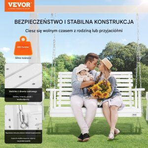 Vevor Drewniana huśtawka ogrodowa wisząca na taras werandę 124 cm 7