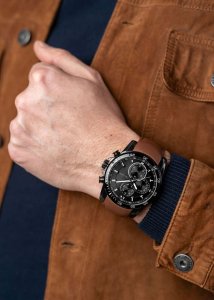 Zegarek męski Paul Lorens MATIAS czarny z brązowym paskiem 2