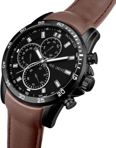 Zegarek męski Paul Lorens MATIAS czarny z brązowym paskiem 4