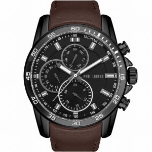 Zegarek męski Paul Lorens MATIAS czarny z brązowym paskiem 5