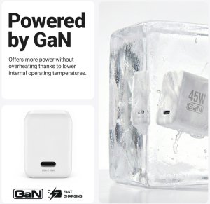 Crong Ultra Compact GaN - Ładowarka sieciowa USB-C 45W PD 3.0 z PPS (biały) 6