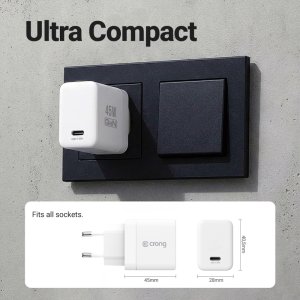 Crong Ultra Compact GaN - Ładowarka sieciowa USB-C 45W PD 3.0 z PPS (biały) 7