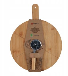 Alpina Alpina - Zestaw do serwowania pizzy deska 34 cm + nóż 3