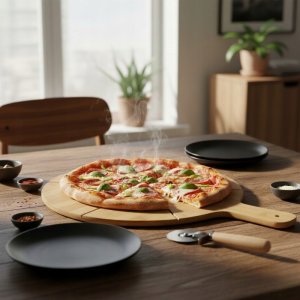 Alpina Alpina - Zestaw do serwowania pizzy deska 34 cm + nóż 4