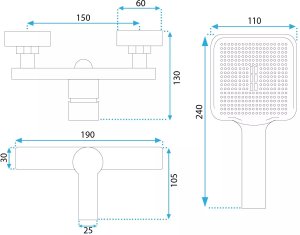 Bateria prysznicowa REA ARGUS MIEDŹ SZCZOTKOWANA 5