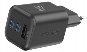 Swissten Travel Charger GaN 2x USB-C / PD USB-A / 18W QC / 65W 2