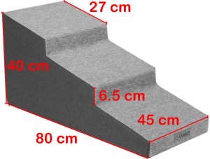 Schody dla psa Welsti 40cm 3 pochylne stopnie ciemne szare szerokie i twarde dla dużych psów do 60 kg 5