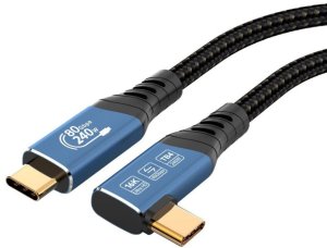 PREMIUMCORD Kabel USB4™ Version2.0 80Gbps 16K@60Hz 240W Thunderbolt 3 a 4 kabel zahnutý 1m 2