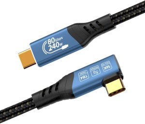 PREMIUMCORD Kabel USB4™ Version2.0 80Gbps 16K@60Hz 240W Thunderbolt 3 a 4 kabel zahnutý 1m 4