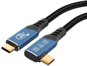 PREMIUMCORD Kabel USB4™ Version2.0 80Gbps 16K@60Hz 240W Thunderbolt 3 a 4 kabel zahnutý 0,8m 3
