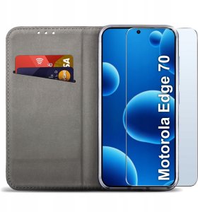 Etui MAGNET do Motorola Edge 70 Zamykane Granatowe Futerał + Szkło 9H 2