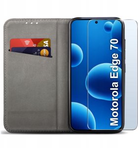 Etui MAGNET do Motorola Edge 70 Zamykane Czarne Futerał + Szkło 9H 2