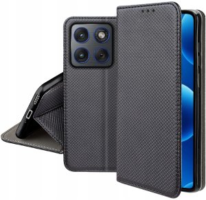 Etui MAGNET do Motorola Edge 70 Zamykane Czarne Futerał + Szkło 9H 5