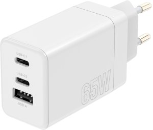 Maxlife ładowarka sieciowa PD QC MXTC-08-65ACC 2x USB-C 1x USB 65W biała 4