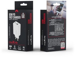 Maxlife ładowarka sieciowa PD QC MXTC-08-65ACC 2x USB-C 1x USB 65W biała 5