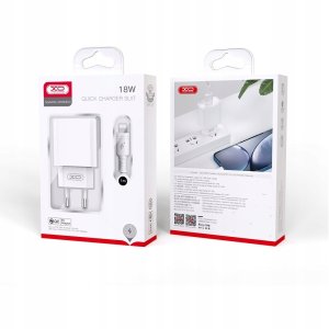 XO ładowarka sieciowa CE02D QC 3.0 18W 1x USB biała + kabel USB-C 4