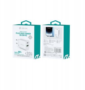 Devia ładowarka sieciowa Smart PD 1x USB-C 1x USB 20W biała 2