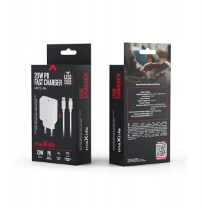 Maxlife ładowarka sieciowa PD QC MXTC-06-20C 1x USB-C 20W biała + kabel USB-C - Lightning 20W 12