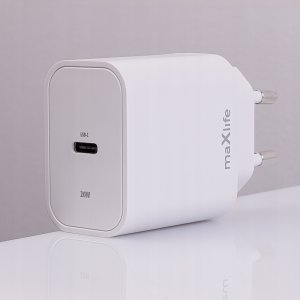 Maxlife ładowarka sieciowa PD QC MXTC-06-20C 1x USB-C 20W biała + kabel USB-C - Lightning 20W 2