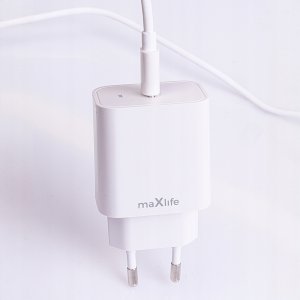 Maxlife ładowarka sieciowa PD QC MXTC-06-20C 1x USB-C 20W biała + kabel USB-C - Lightning 20W 9