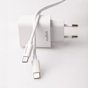Maxlife ładowarka sieciowa PD QC MXTC-06-20C 1x USB-C 20W biała + kabel USB-C - USB-C 20W 8