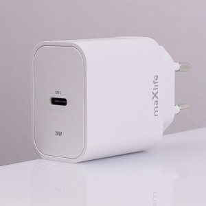 Maxlife ładowarka sieciowa PD QC MXTC-06-20C 1x USB-C 20W biała + kabel USB-C - USB-C 20W 9