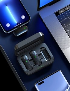 Devia Devia mikrofon do telefonu Kintone Lightning bezprzewodowy podwójny krawatowy czarny 4