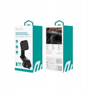 Devia uchwyt samochodowy EA473 magnetyczny z ładowaniem bezprzewodowym indukcyjnym czarny 15W z przyssawką 4